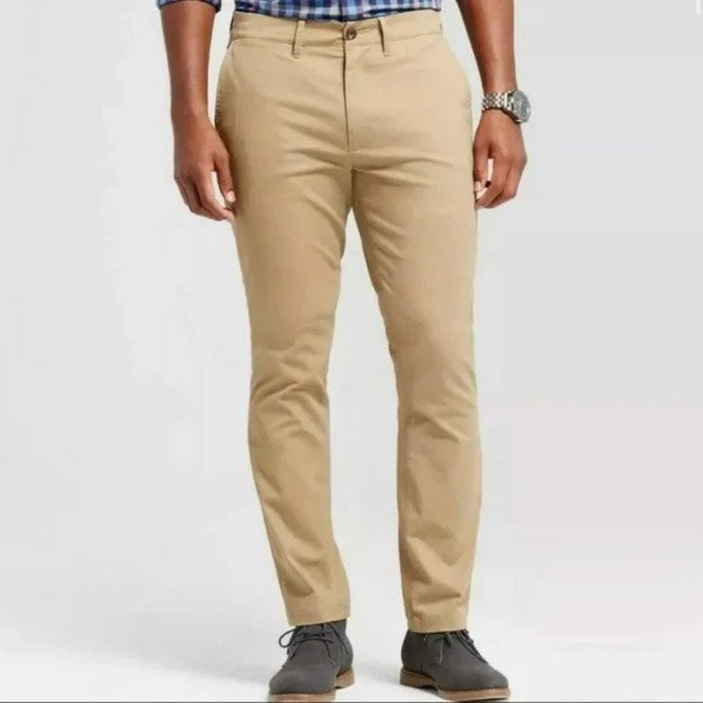 Goodfellow Men's Pants 34x32 Chinos Athletic Hennepin Khaki Stretch Tapered New